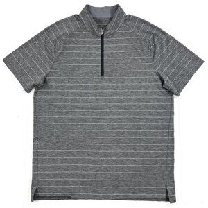 Lululemon Switchback Shirt Mens Size XL Gray Striped 1/4 Zip Short Sleeve